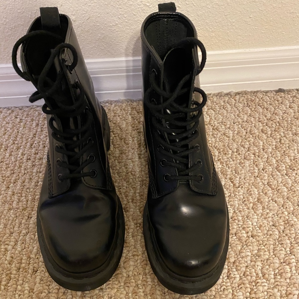 Black monochrome dr marten boots